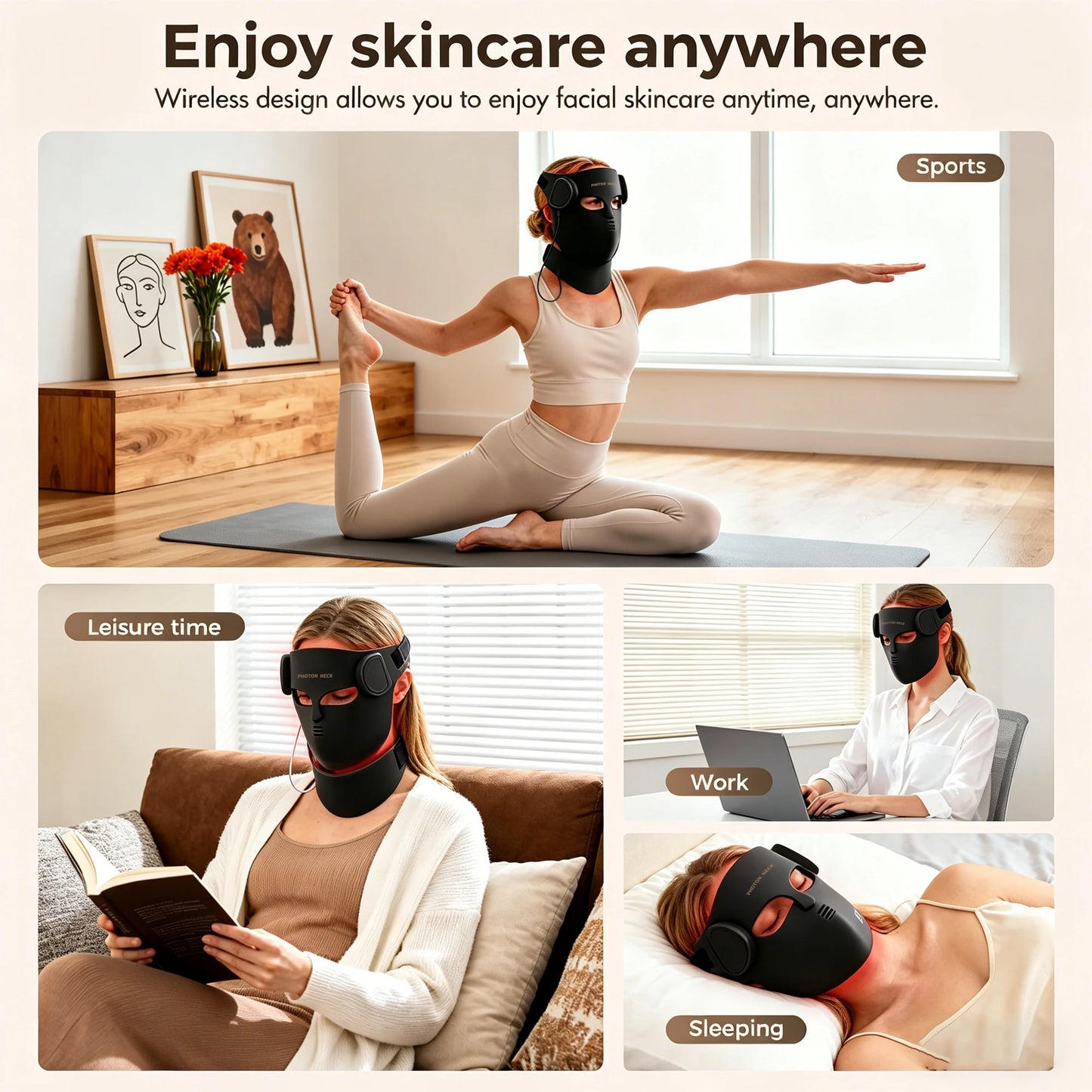 LumiThera 4D mask USB charging port and control button detail view