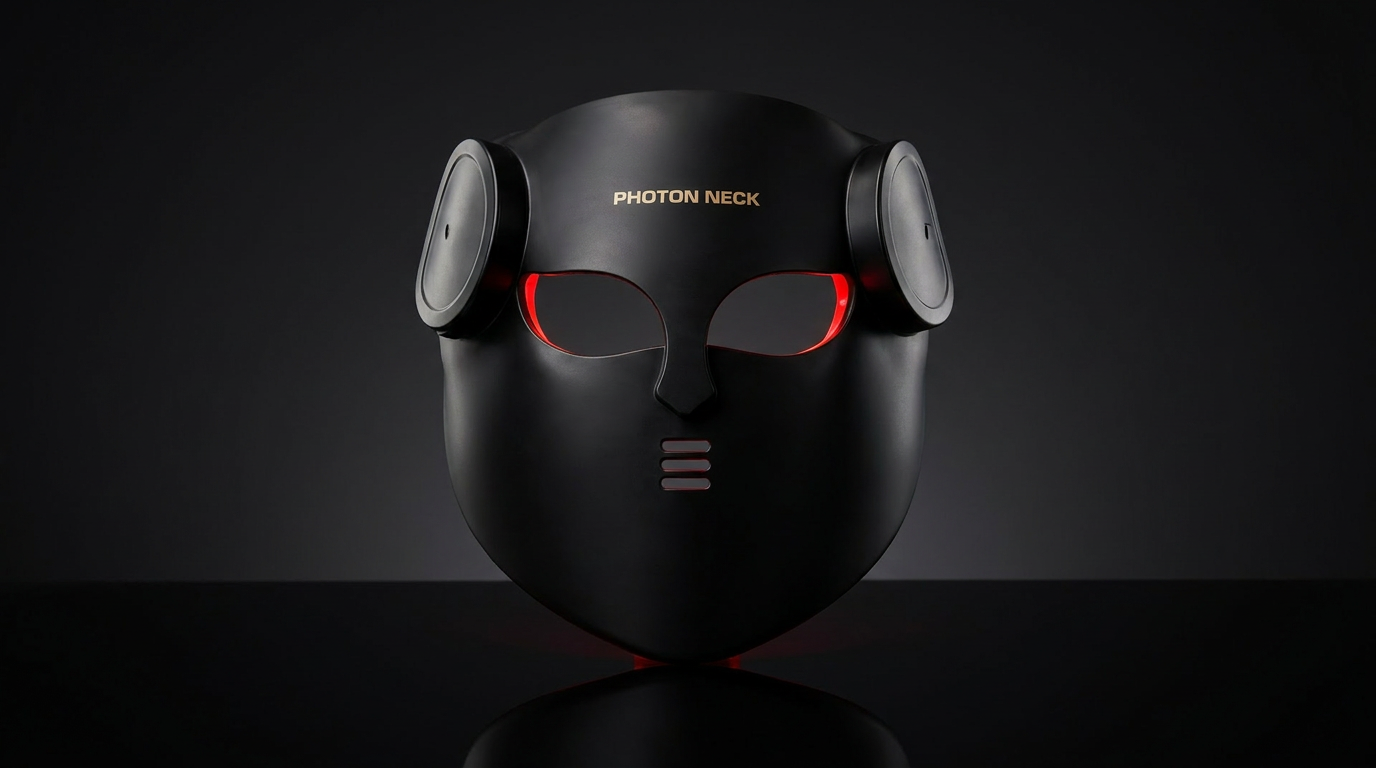 LumiThera 4D laser mask showing 4 LED wavelength zones on full face coverage