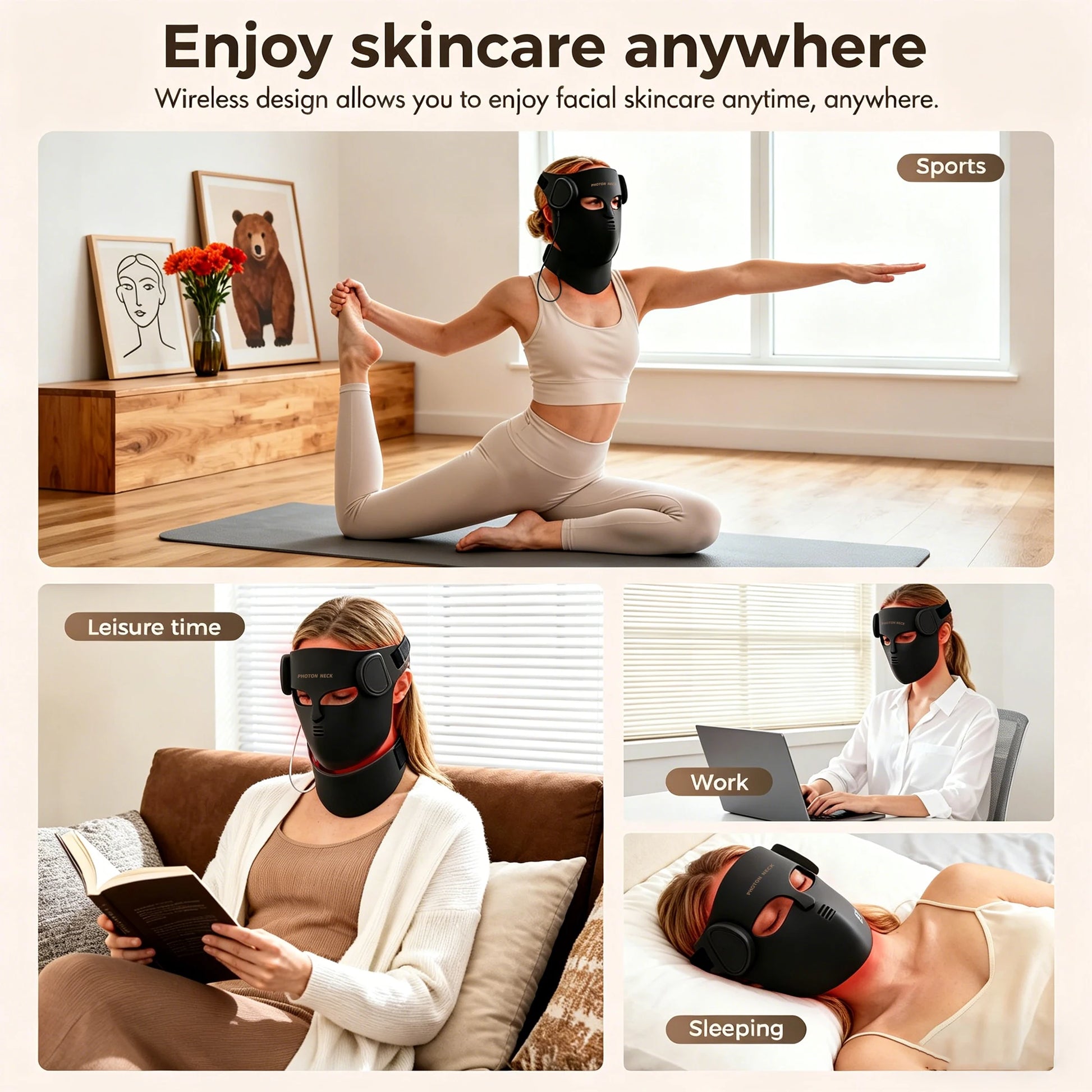 LumiThera 4D mask USB charging port and control button detail view