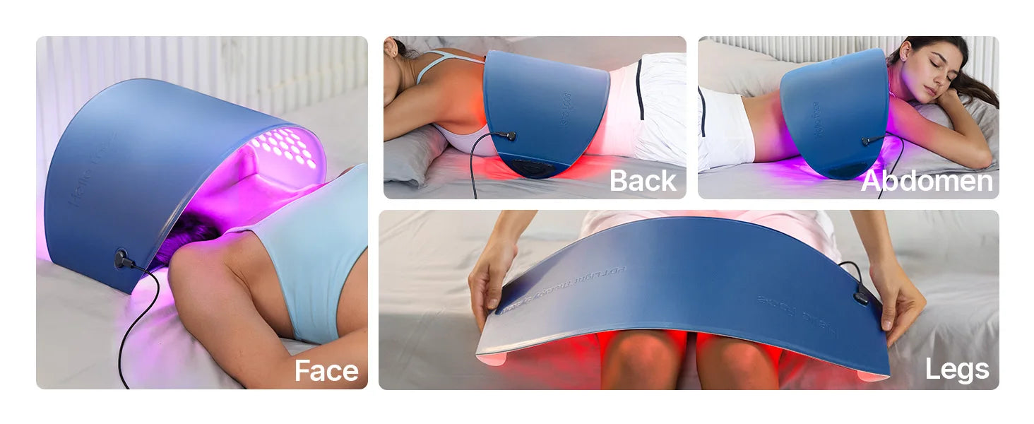 LumiThera L6 dome mask in use at home hands-free 360 degree light therapy